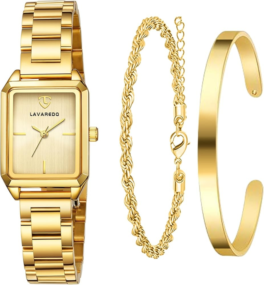 Gold Watches for Women, Dainty Womens Watch, Luxury Ladies Wrist Watches with Stainless Steel & J... | Amazon (US)