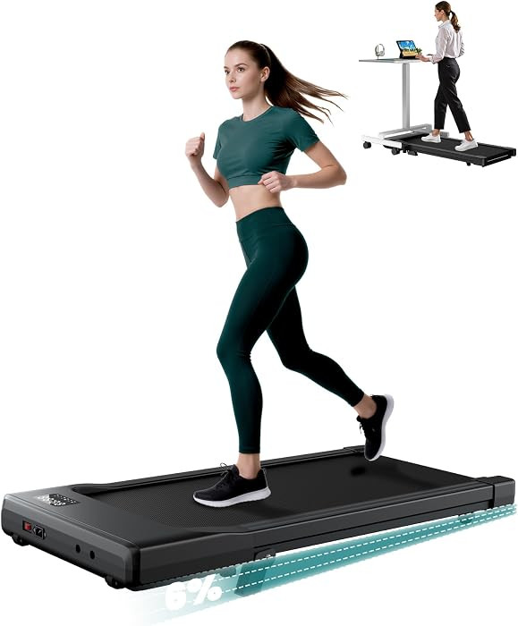 DeerRun Under Desk Walking Pad Treadmill for Home Office & Small Spaces, 6% Manual Incline, 0.6\u... | Amazon (US)