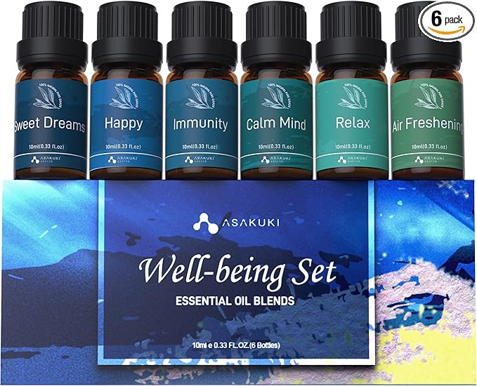 ASAKUKI Essential Oil Blends, Essential Oils for Diffusers for Home, Well-Being Kit- Calm Mind, S... | Amazon (US)
