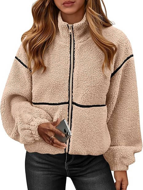 KIRUNDO Sherpa Jacket Women Fleece Oversized Zip Up Winter Coats Fall Jackets Faux Fur Warm Outwe... | Amazon (US)