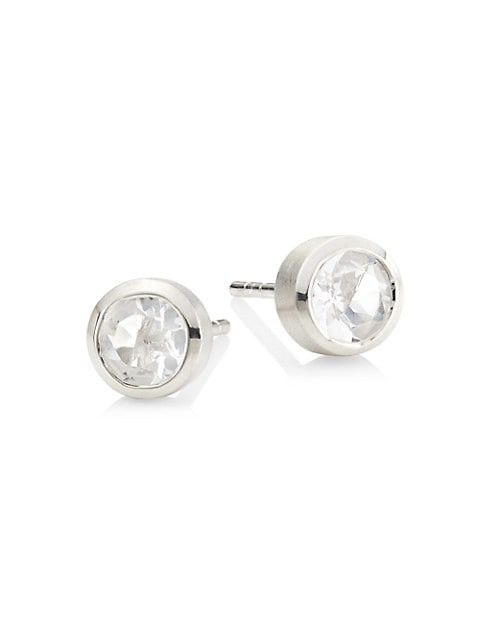 Signature Small Knockout Rhodium-Plated & Crystal Quartz Stud Earrings | Saks Fifth Avenue (UK)