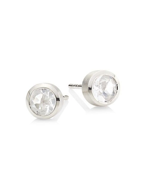 Signature Small Knockout Rhodium-Plated & Crystal Quartz Stud Earrings | Saks Fifth Avenue (UK)