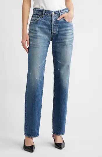 MOUSSY VINTAGE Aquebogue High Waist Ankle Straight Leg Jeans in Blue at Nordstrom Rack, Size 24 | Nordstrom Rack