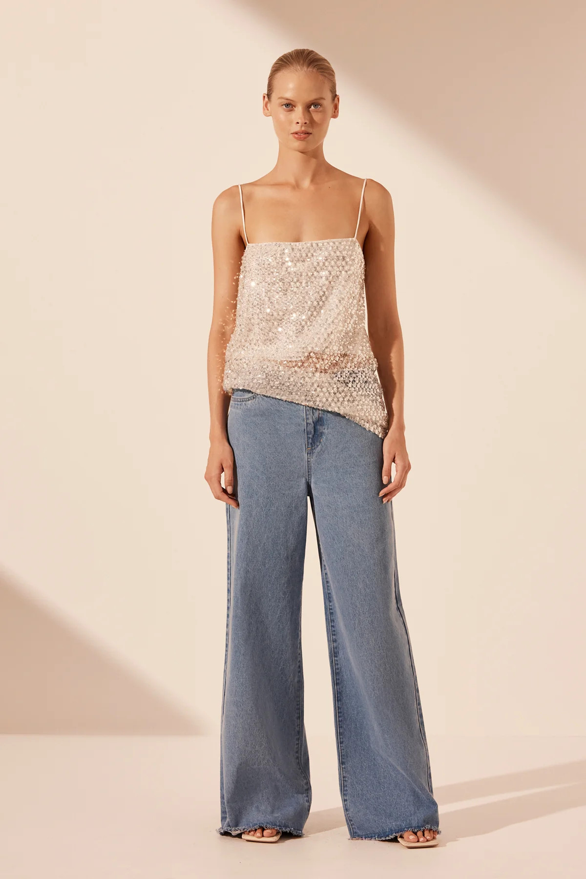 ASTERI LONG LINE CAMI | SILVER | TOPS | SHONA JOY | Shona Joy