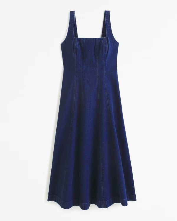 Women's Squareneck Stretch Cotton Midi Dress | Women's Dresses & Jumpsuits | Abercrombie.com | Abercrombie & Fitch (US)