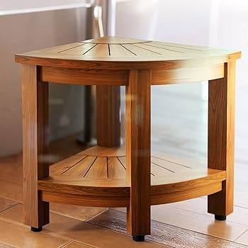 TEAKMAMA Teak Shower Bench 18” Shower Benches for Inside Shower Corner Bench Teak Shower Stool ... | Amazon (US)