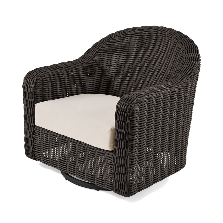 Better Homes & Gardens Bellamy Outdoor Motion Chair, Dark Brown Wicker with Cream Cushion | Walmart (US)