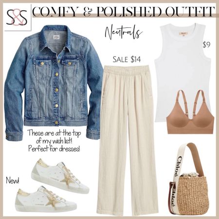 Old Navy linen pants on major sale with denim jacket and white tank make your spring outfit complete. New golden goose sneakers in stock!

#LTKtravel #LTKU #LTKstyletip
