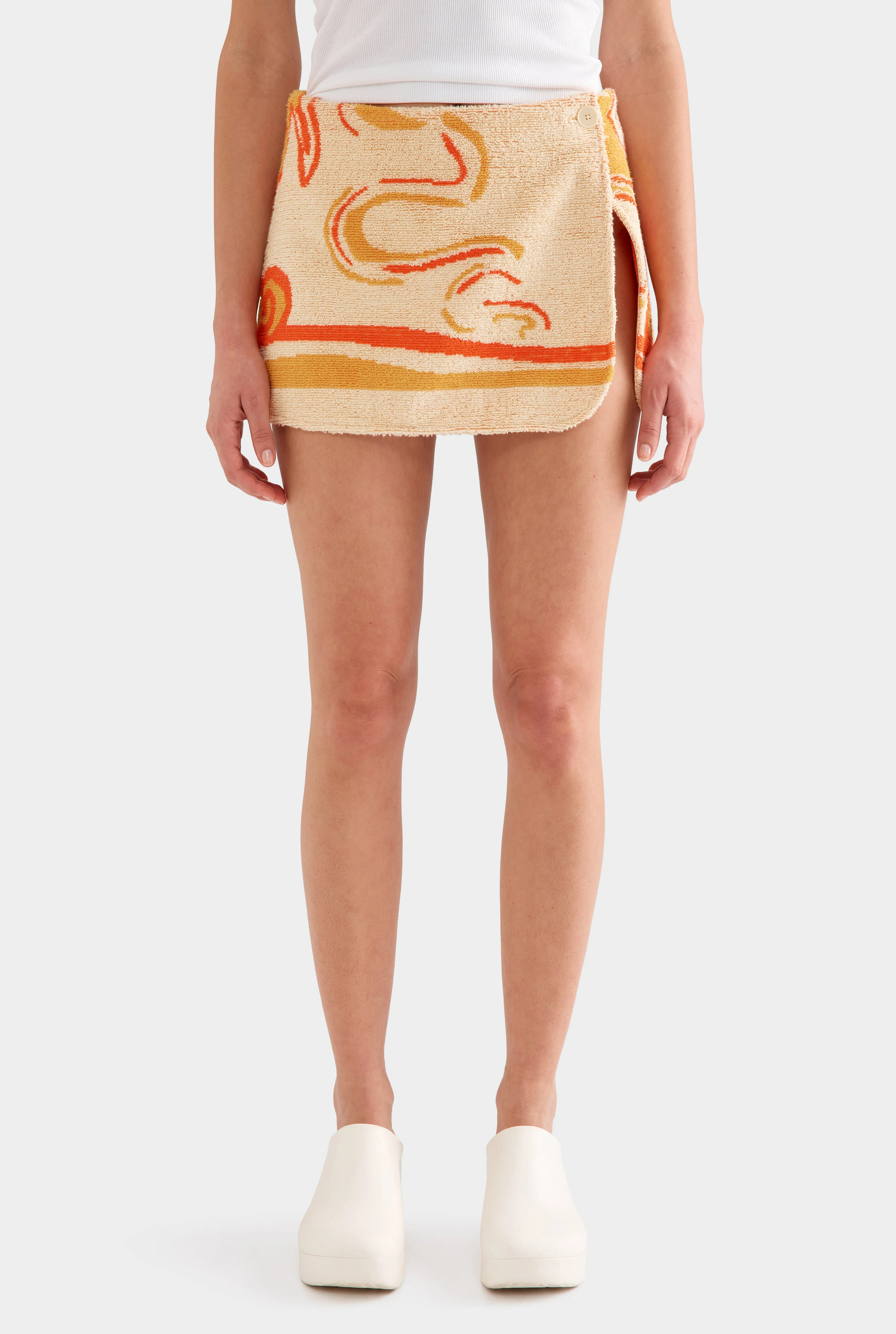 Womens Jacquard Terry Mini Skirt in Rio Surf Scene | Venroy | Venroy AU