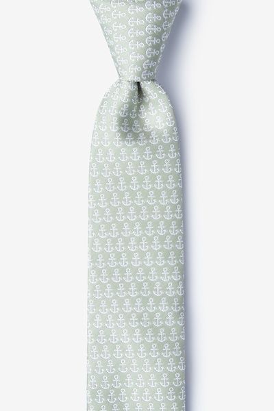 Olive Microfiber Small Anchors Skinny Tie | Ties.com | Ties.com