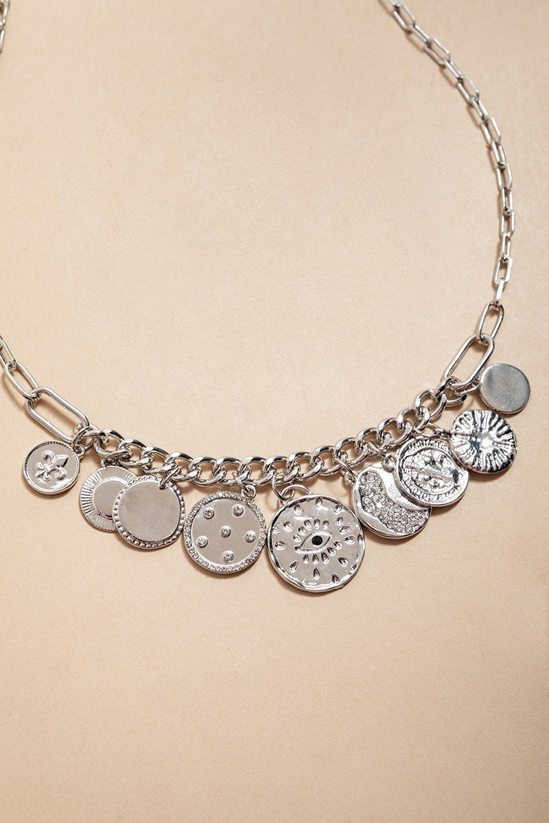 Nicole Mixed Coin Charm Pendant Necklace | Francesca's