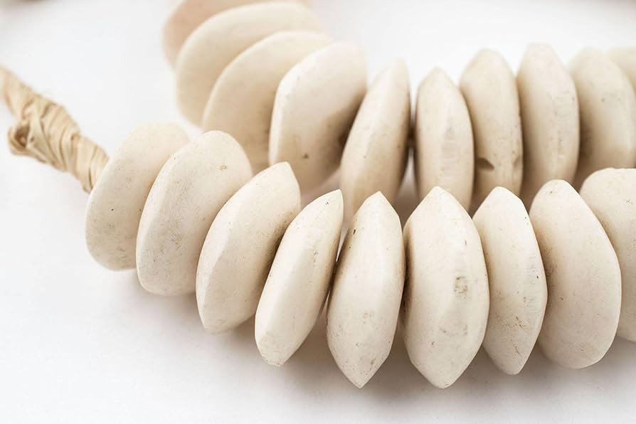 TheBeadChest White Bone Beads Saucer 21mm Kenya African Large Hole 24 Inch Strand Handmade | Amazon (US)