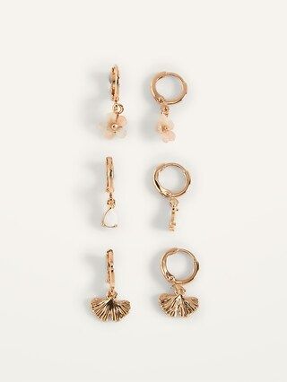 Gold-Toned Huggie Hoop Drop Earrings 3-Pack for Women | Old Navy (US)