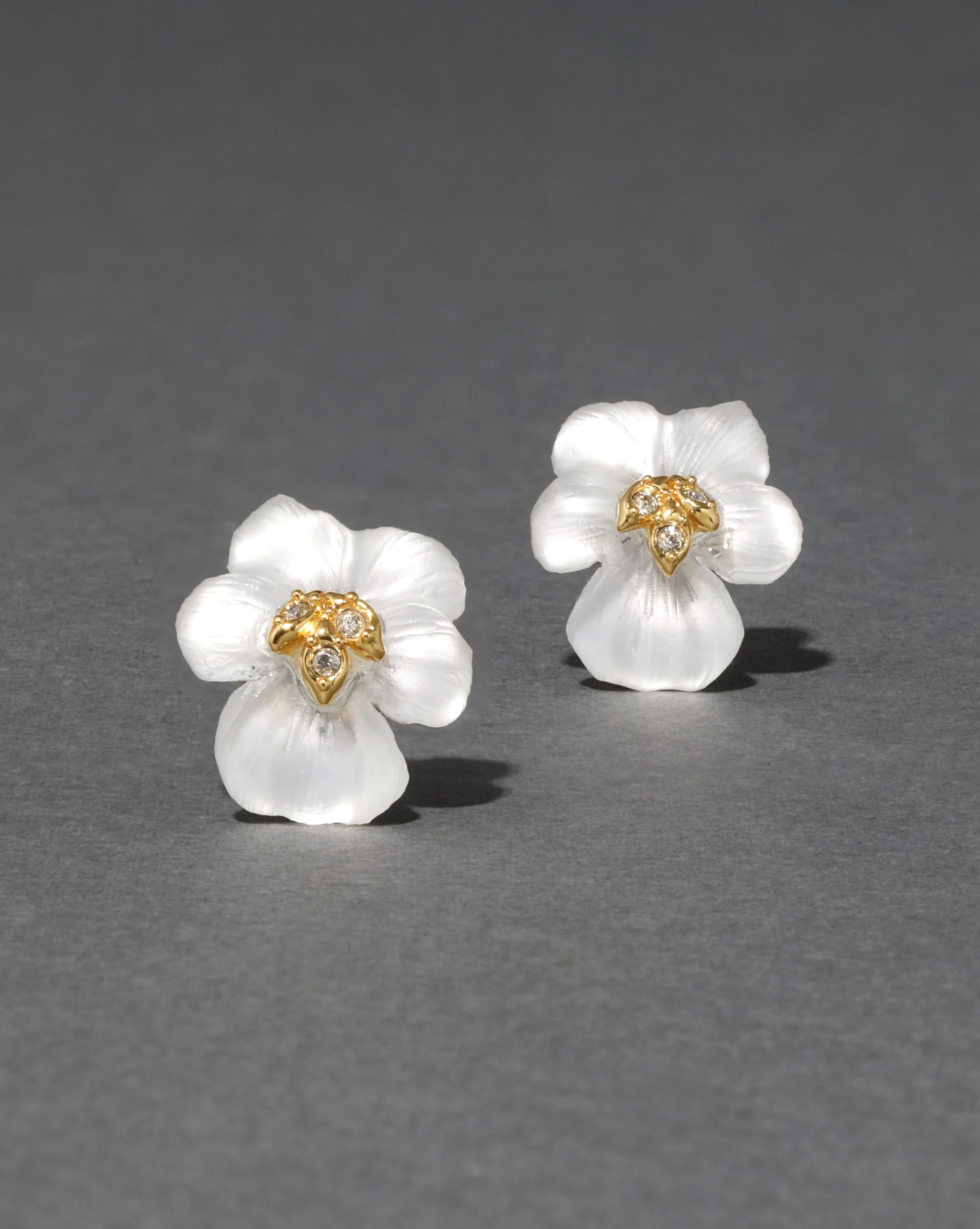 Silver Night Pansy Lucite Petite Post Earring | Alexis Bittar | Alexis Bittar