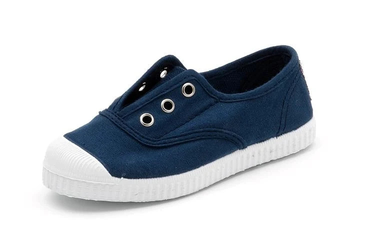 CIENTA NAVY CANVAS LACELESS SNEAKER | Persnickety