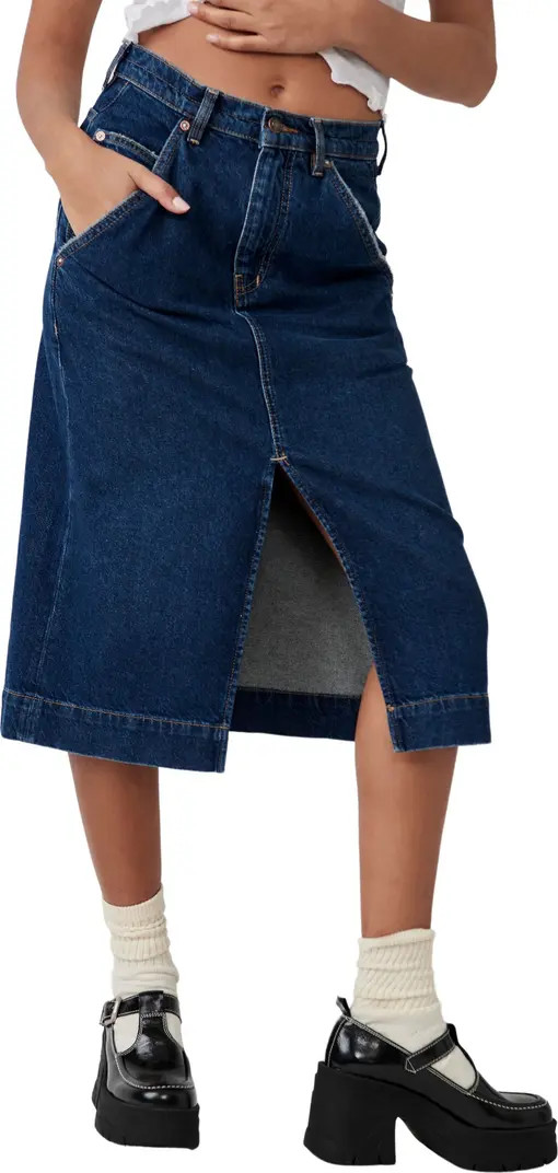 Wild Roses Denim Midi Skirt | Nordstrom