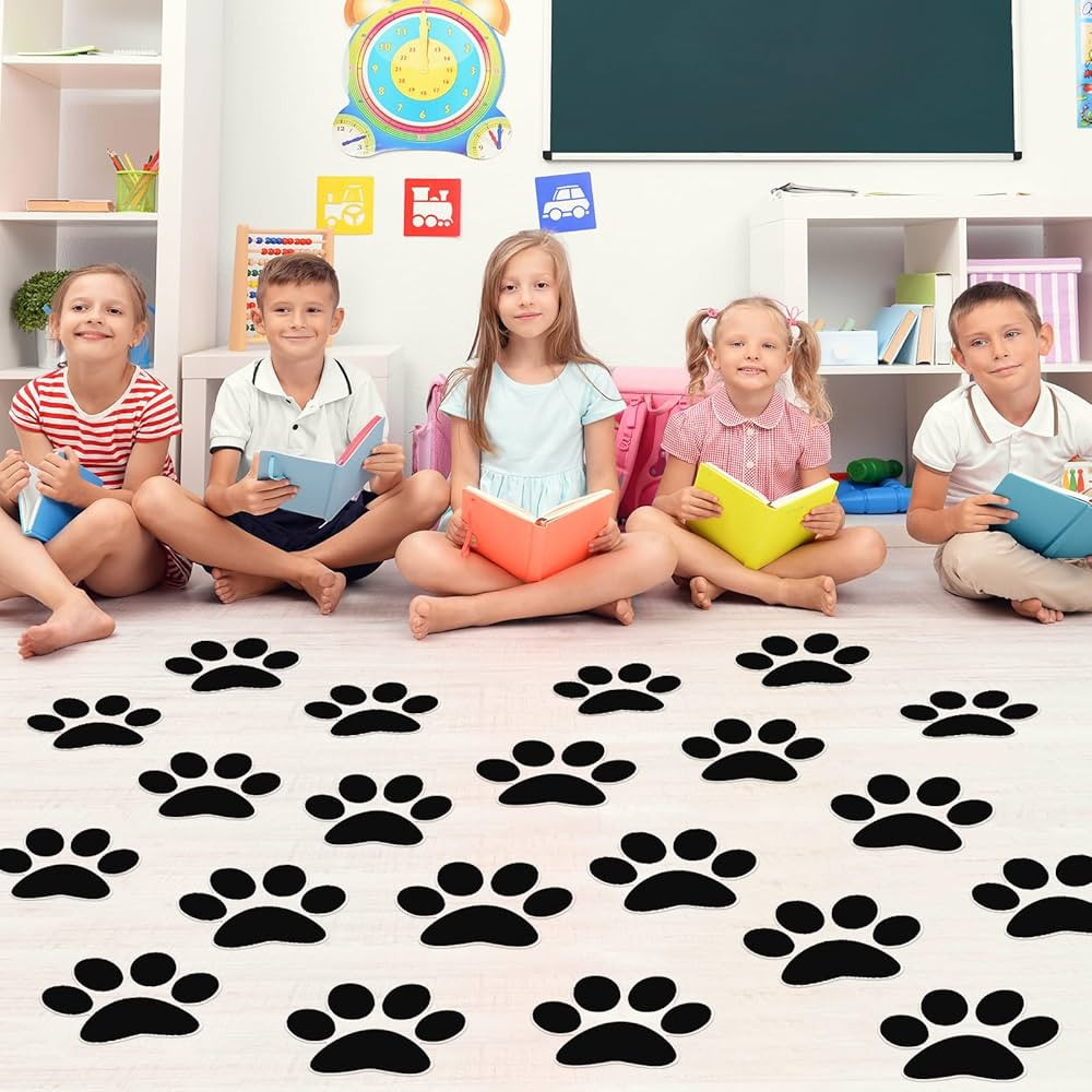 ReliThick 30 Pcs Paw Print Floor Decal 7.5" Large Pawprints Wall Cling Self Adhesive Footprint Fl... | Amazon (US)