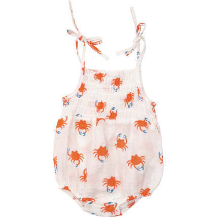 Angel Dear | Crabby Cuties Smocked Bubble | Organic Cotton (Multicolor, Size 0-3M) | Maisonette | Maisonette