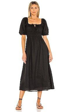 FAITHFULL THE BRAND Maurelle Midi Dress in Plain Black from Revolve.com | Revolve Clothing (Global)