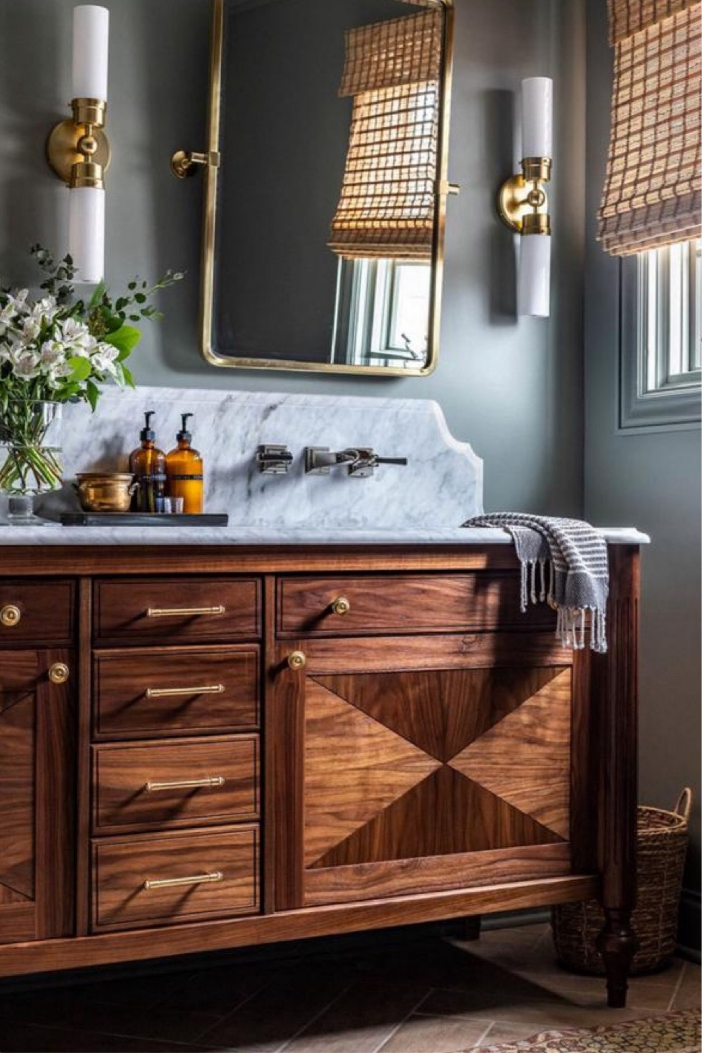 Bathroom remodel with golden framed mirrors and wall sconces! Loving this gorgeous vintage feel from our bathroom remodel. 

Follow my shop @jenwoodhouse on the @shop.LTK app to shop this post and get my exclusive app-only content!

#LTKhome #LTKstyletip