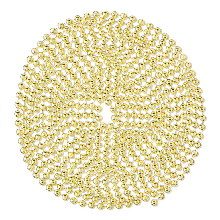 Plastic Metallic Bead Christmas Garland, Gold, 18', by Holiday Time | Walmart (US)