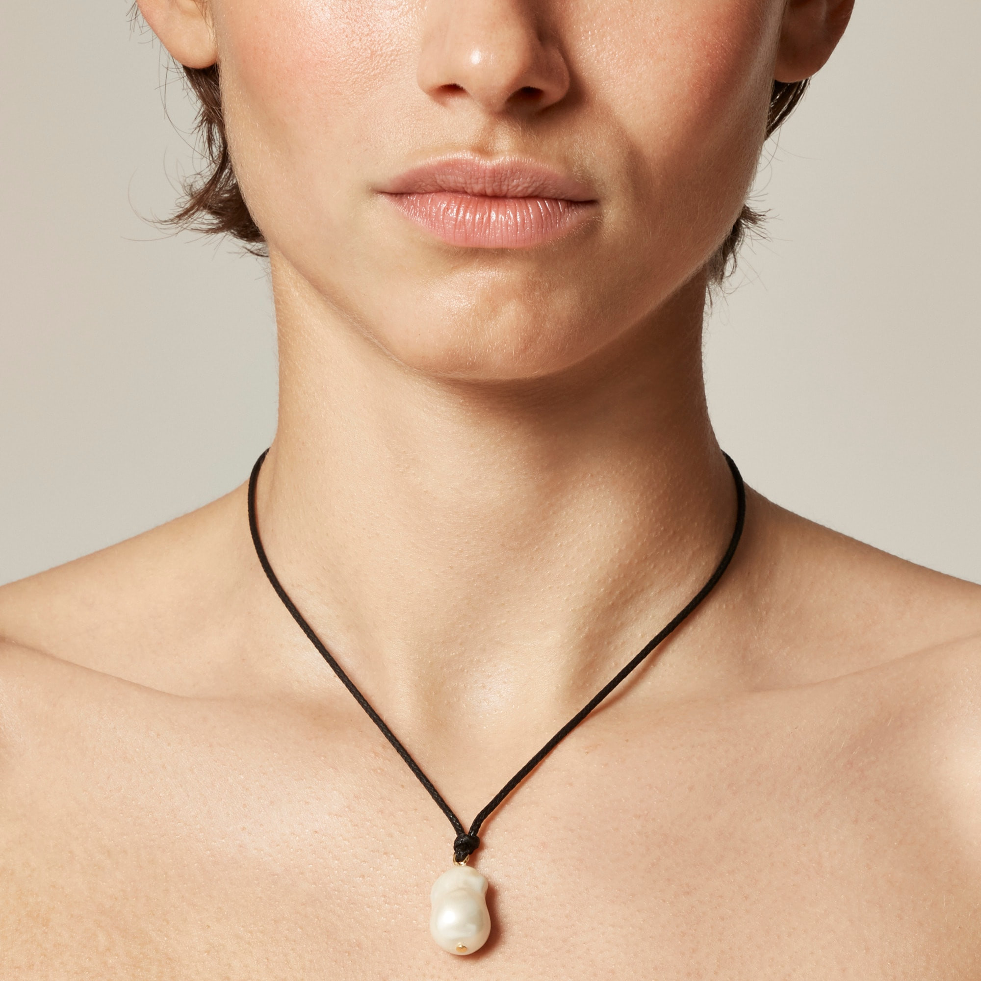 Faux-pearl and leather cord necklace | J. Crew US