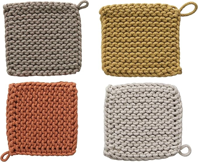 Square Cotton Crocheted Potholders/Hot Pads (Set of 4 Colors) | Amazon (US)