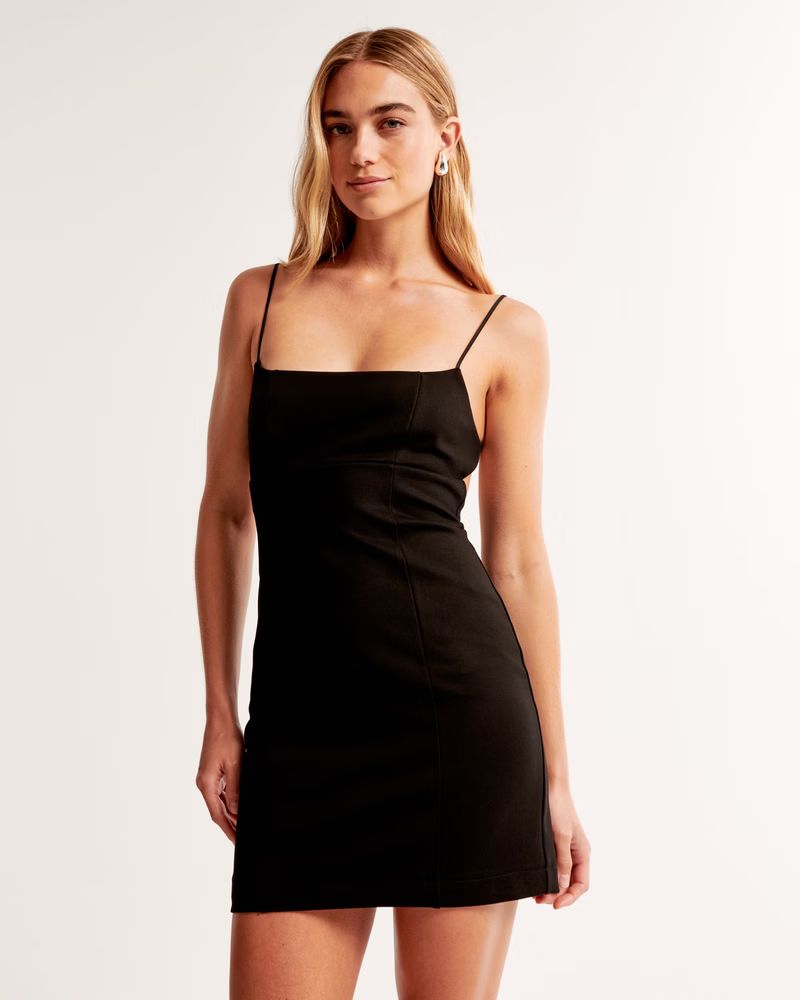 Squareneck Open-Back Mini Dress | Black Mini Dress | Black Dress Wedding Guest | Abercrombie & Fitch (US)