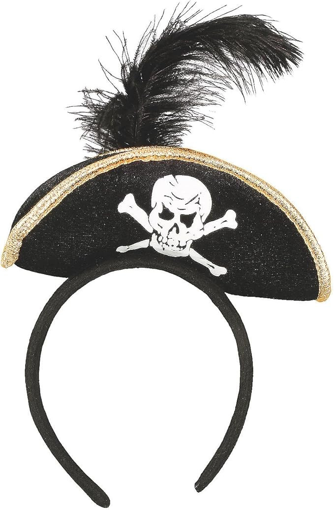 Fun Express Black Pirate Headband Hat for Girls - Halloween Costume Accessories | Amazon (US)