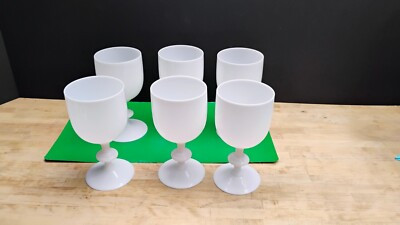 Portieux Vallerysthal French White Opaline Glass Water / Wine Glasses set of 6  | eBay | eBay US
