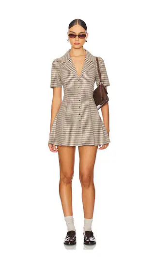 Button Front Dress in Toast Gingham | Revolve Clothing (Global)