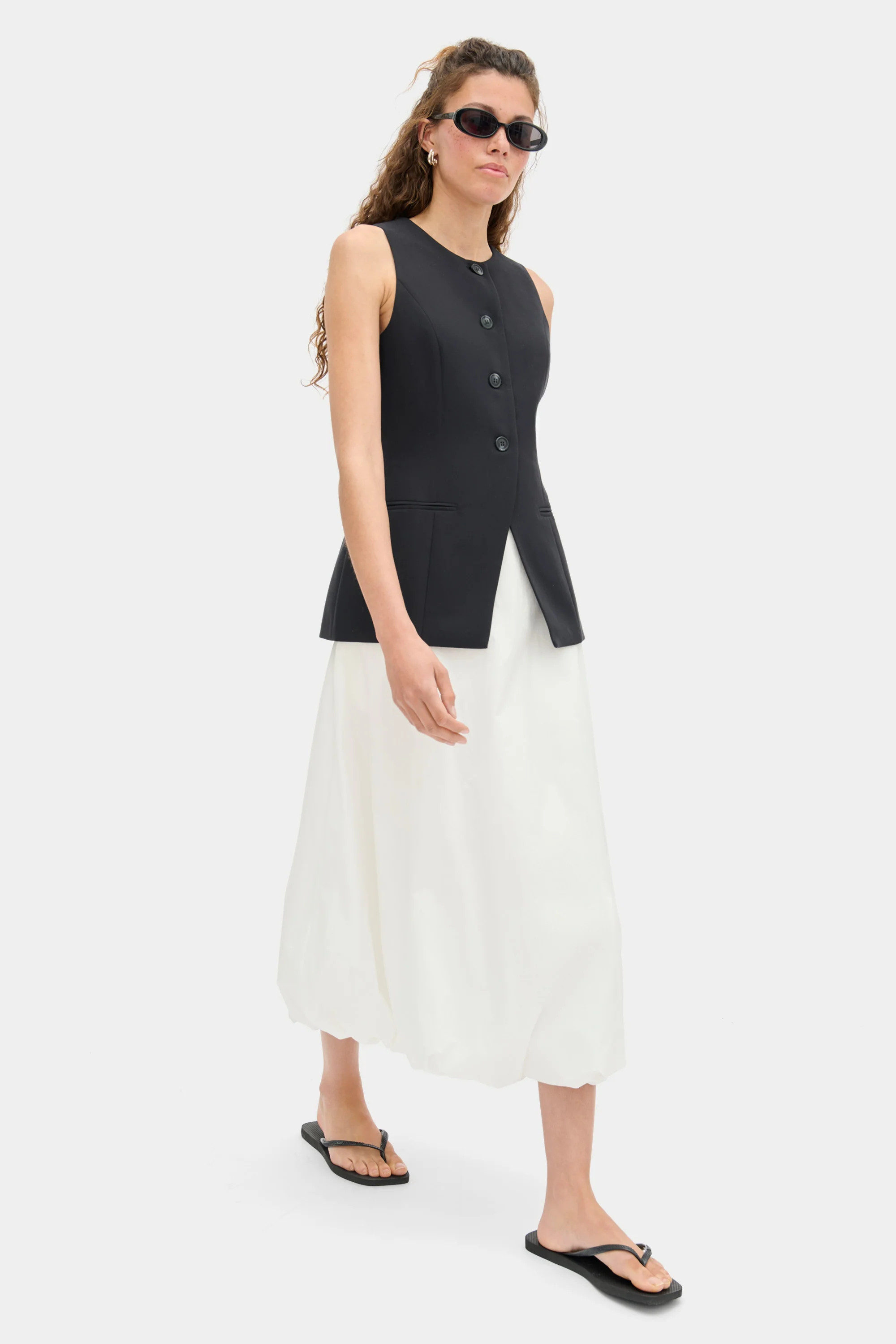 ALIGNE Maxi Bubble Hem Skirt - White | Nola | ALIGNE UK & EU