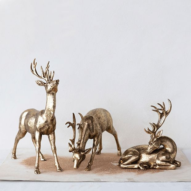 Gold Finish Decorative Deer | Antique Farm House