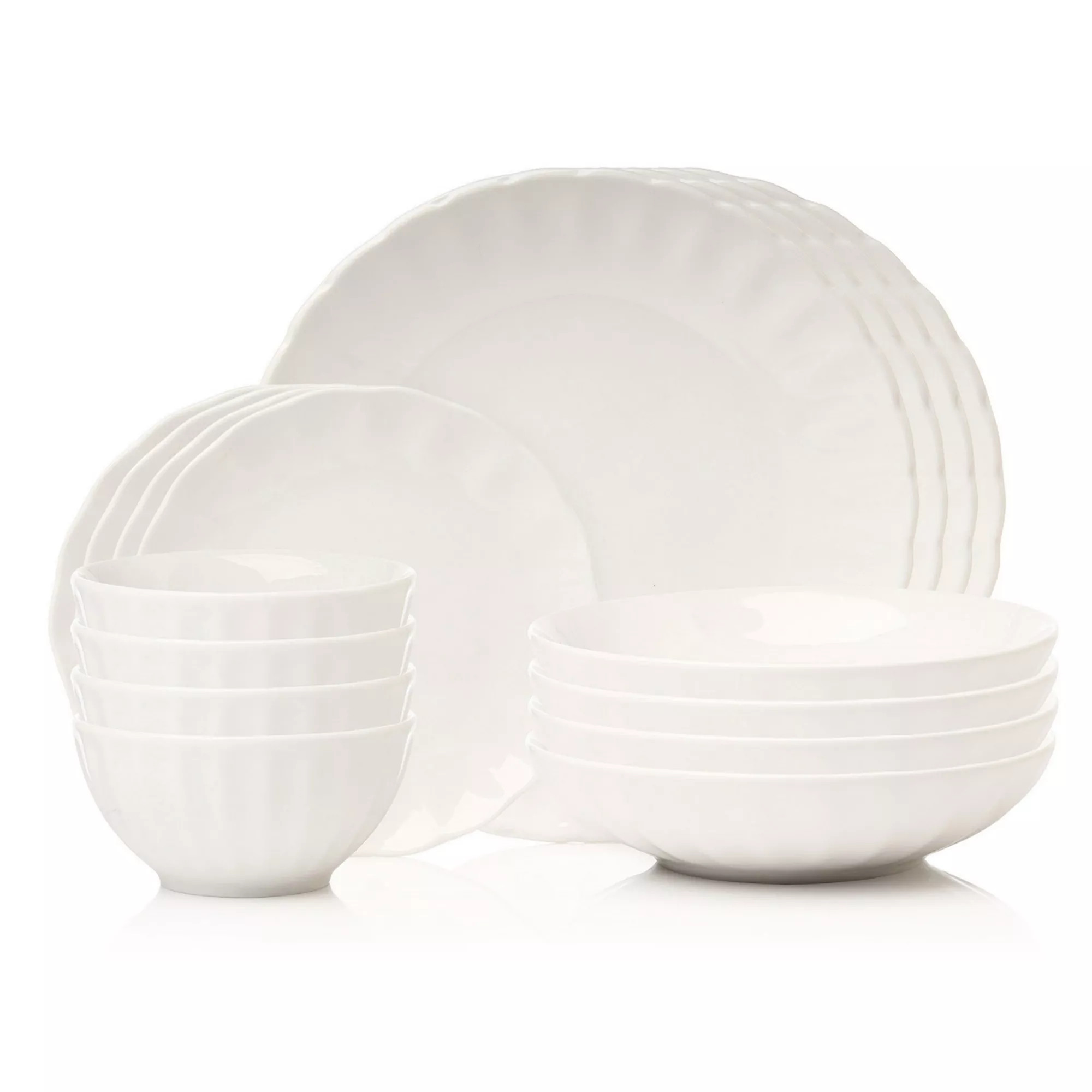 Godinger Silver Viera Scalloped Porcelain 16-Piece Dinnerware Set, Service for 4 | Kohl's