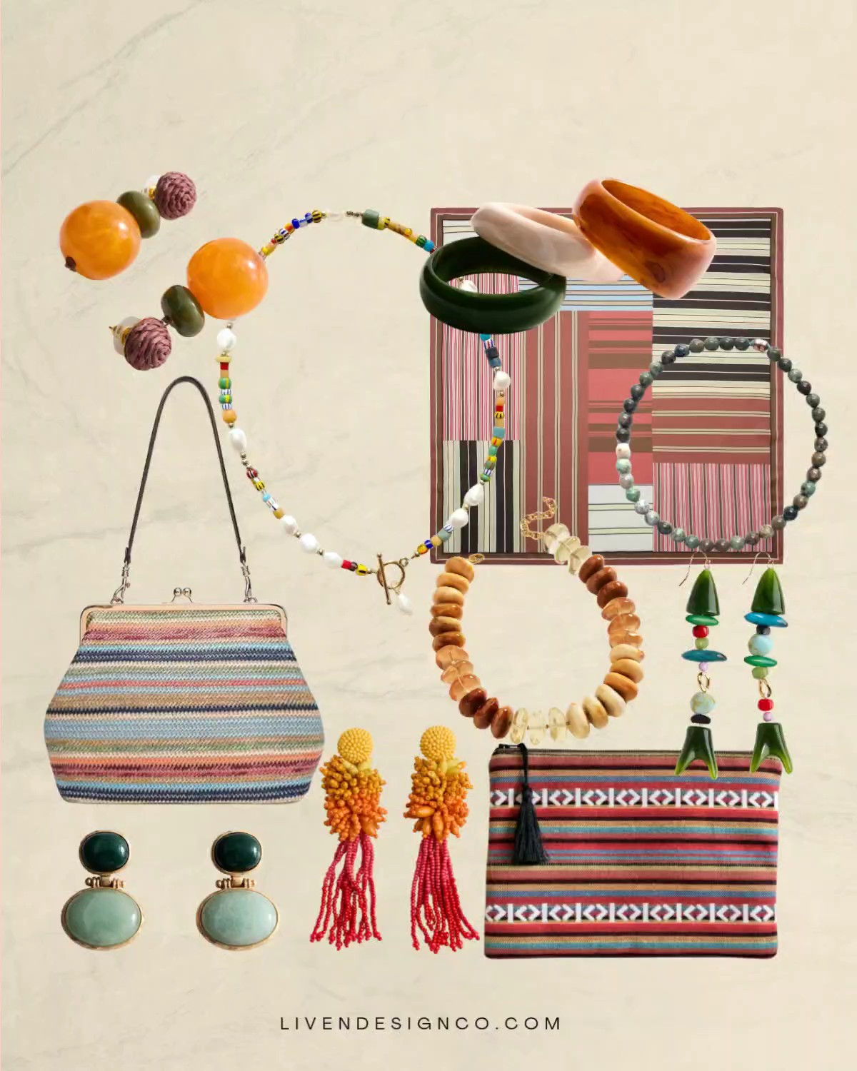 Colorful accessories. Statement necklace. Statement earrings. Scarf. Style inspiration. Resin bracelets 

#LTKSeasonal #LTKSaleAlert