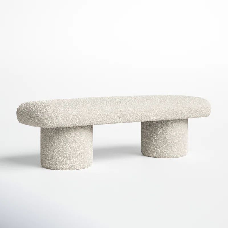 Anston White Boucle Fabric Upholstered Bench | Wayfair North America