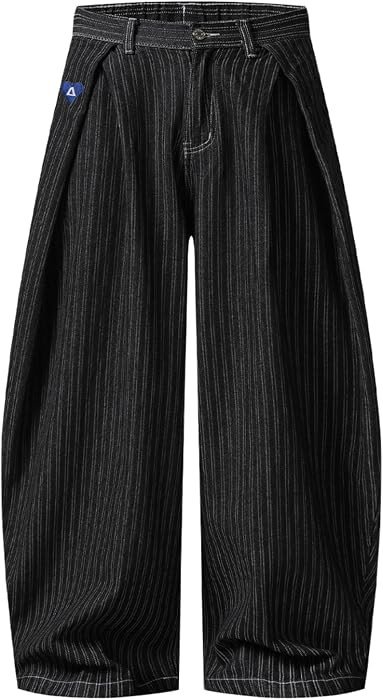Aelfric Eden Pinstripe Baggy Barrel Jeans Pleated Wide Leg Denim Pants Men Women Loose Fit Street... | Amazon (US)