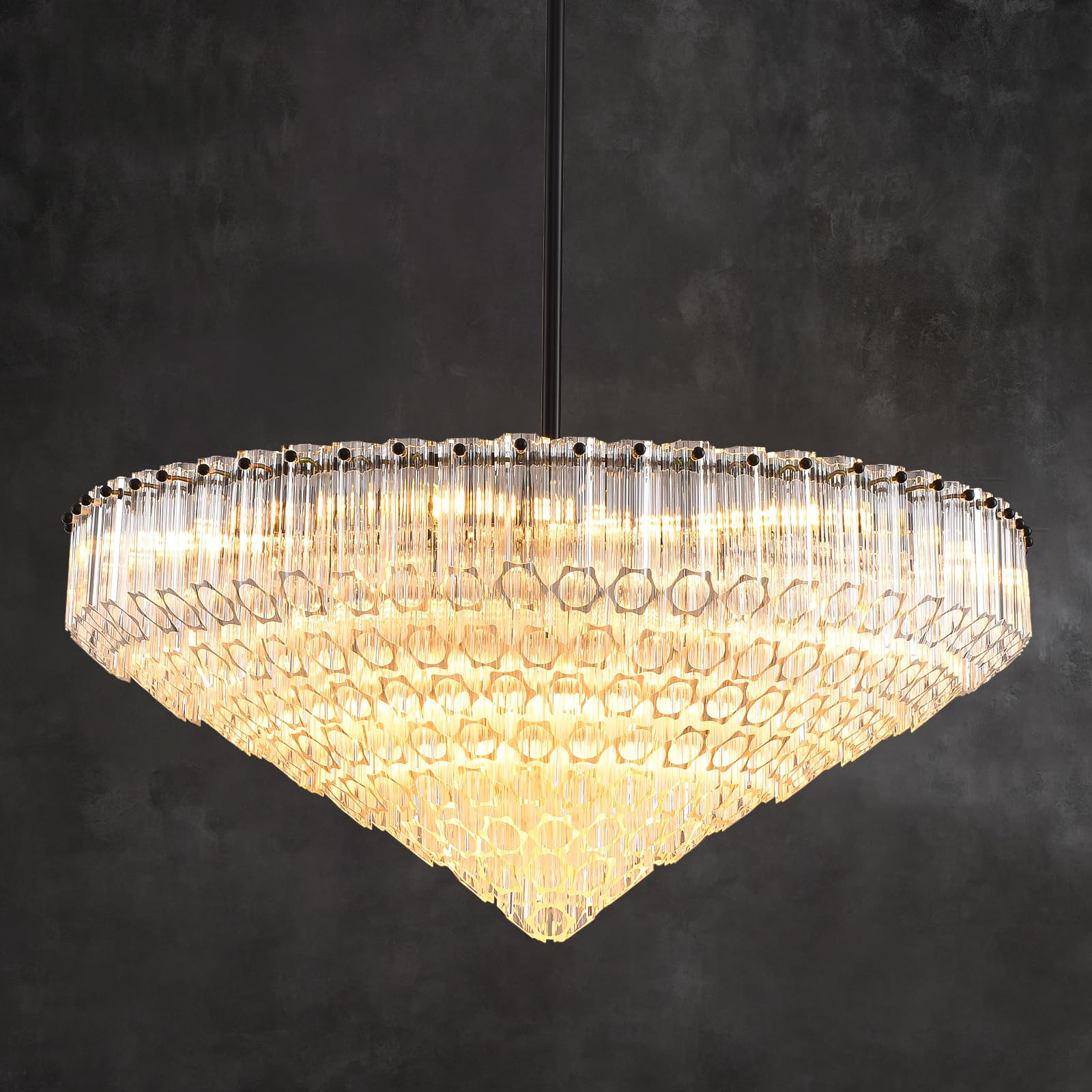 30" Modern Dining Room Chandeliers, 13-Light Clear Crystal Chandeliers, Dimmable Blown Glass Chan... | Amazon (US)