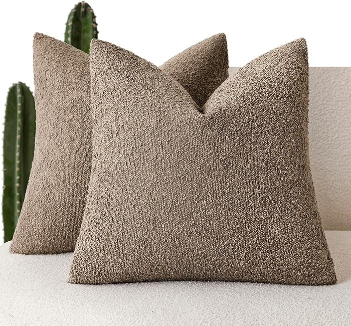 Foindtower Pack of 2 Textured Boucle Throw Pillow Covers Accent Solid Decorative Pillow Cases Coz... | Amazon (US)