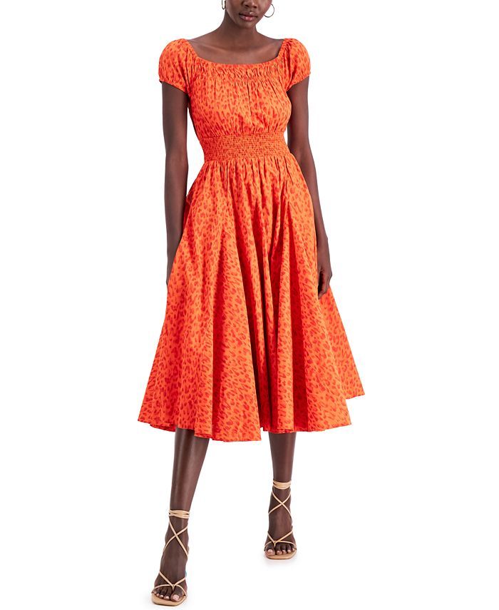 INC Cotton Off-The-Shoulder Midi Dress, Created for Macy's | Macys (US)