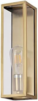 Outdoor Wall Lantern, Exterior Wall Sconce, Brushed Brass Frame Wall Light with Clear Glass Shade fo | Amazon (US)