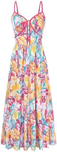 GRACE KARIN Summer Dresses for Women 2026 Beach Vacation Floral Sundresses Casual Boho Flowy Maxi... | Amazon (US)