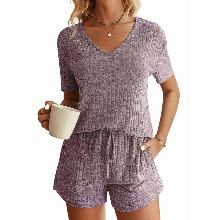 Fantaslook 2 Piece Sets Summer Pajamas Womens Tops and Shorts Sleepwear Outfits Lounge Sets Casua... | Walmart (US)
