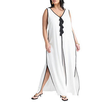 Plus Size V Neck Gauze Maxi Dress | Macy's