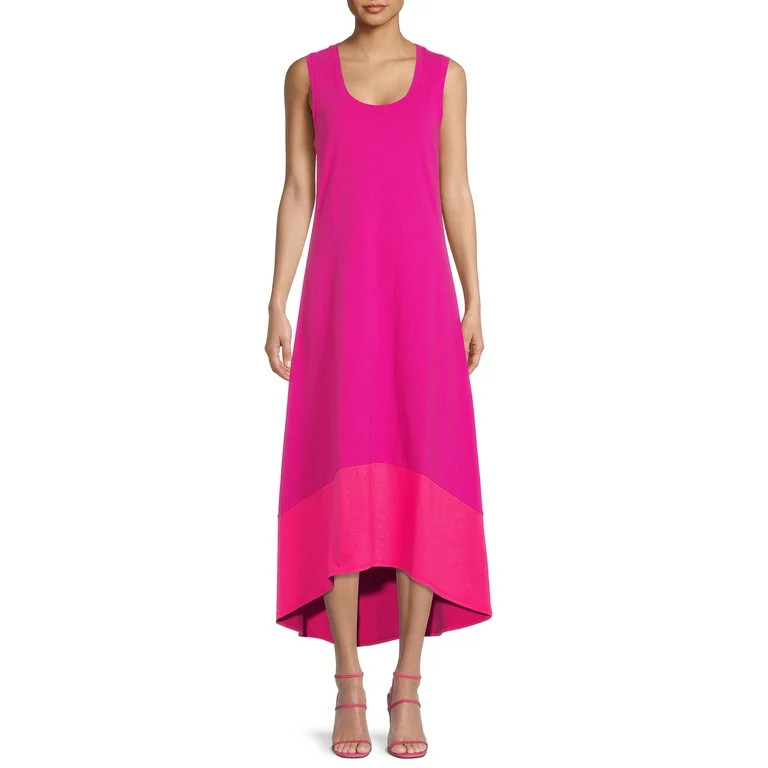Time and Tru Women’s Pique Knit Dress with High Low Hem - Walmart.com | Walmart (US)