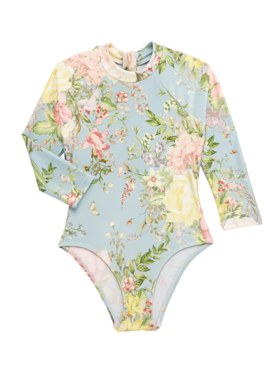 Little Girl's & Girl's Waverly Long-Sleeve One-Piece Swimsuit | Saks Fifth Avenue