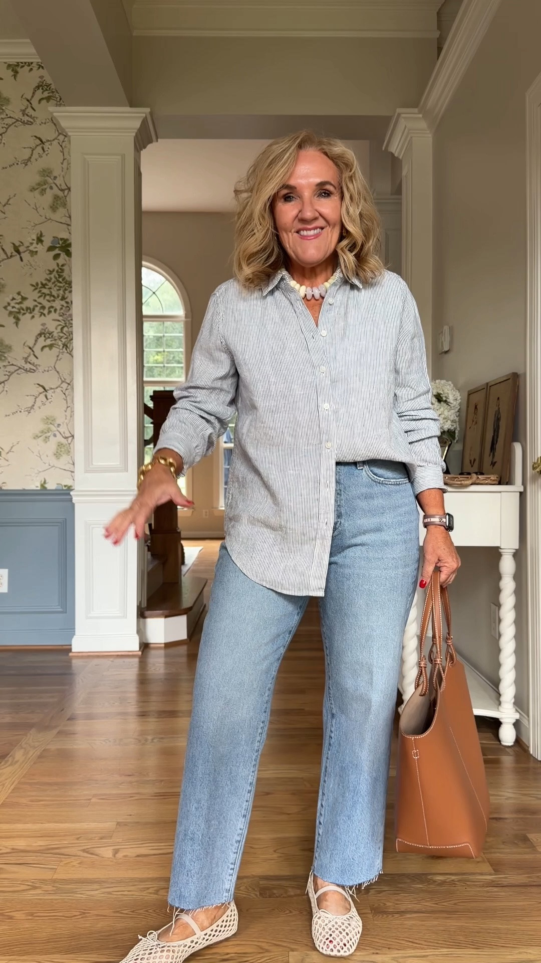 Bella rigid straight wearing size 29 short, Powder Blue raw hem 
These hold you in and really give a very smooth appearance

Linen pieces are still available with plenty of hot days ahead. Wearing a medium 
#LTKOver40 #LTKootd #LTKPetite