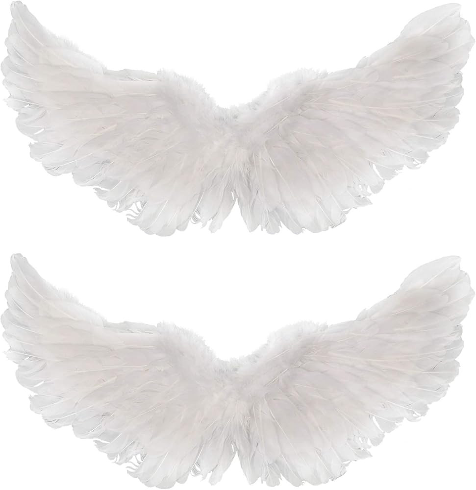 2 Pieces Angel Wings Feather Wings with Elastic Straps Halloween Costume Wings for Women Girls Co... | Amazon (US)