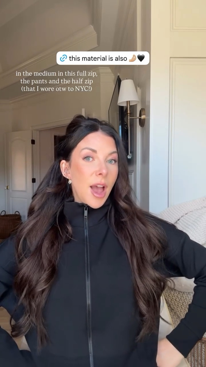 in the medium in this full zip, the pants and the half zip (that I wore otw to NYC!) @spanx