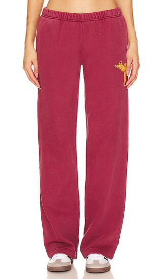 X DANIELLE GUIZIO Reverse Weave Flare Sweatpants in Sun Dye Sepia Red | Revolve Clothing (Global)